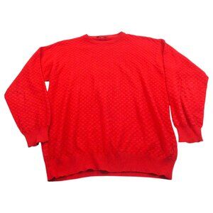 Neiman Marcus Sweater Mens Medium Red Waffle Knit Fisherman Long Sleeve Pullover
